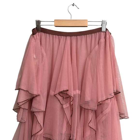 Free People FP One + Net Godet Half Slip Sheer Skirt in Apricot Combo - Picture 8 of 15